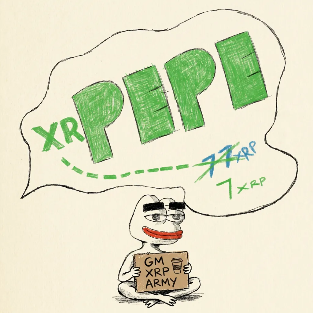 XRPepe holding GM XRP Army sign